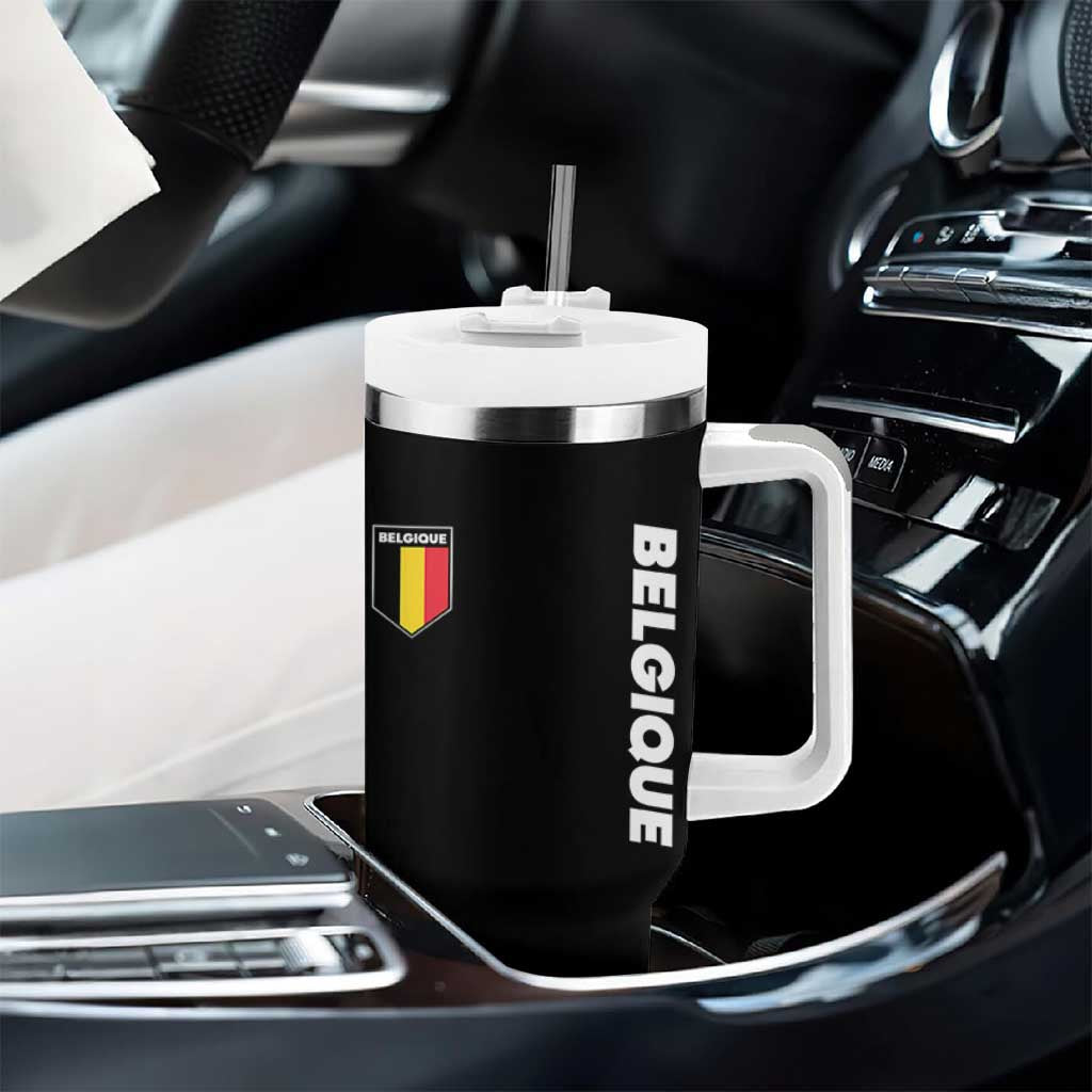 Belgique Belgium Flag Shield Minimalist Graphic Tumbler With Handle French Belgian Pride and European Heritage Souvenir