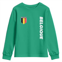 Minimalist Belgique Belgium Flag Shield Graphic Youth Sweatshirt French Belgian Pride and European Heritage Souvenir