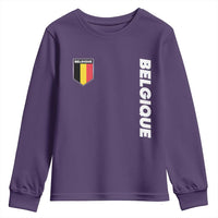 Minimalist Belgique Belgium Flag Shield Graphic Youth Sweatshirt French Belgian Pride and European Heritage Souvenir
