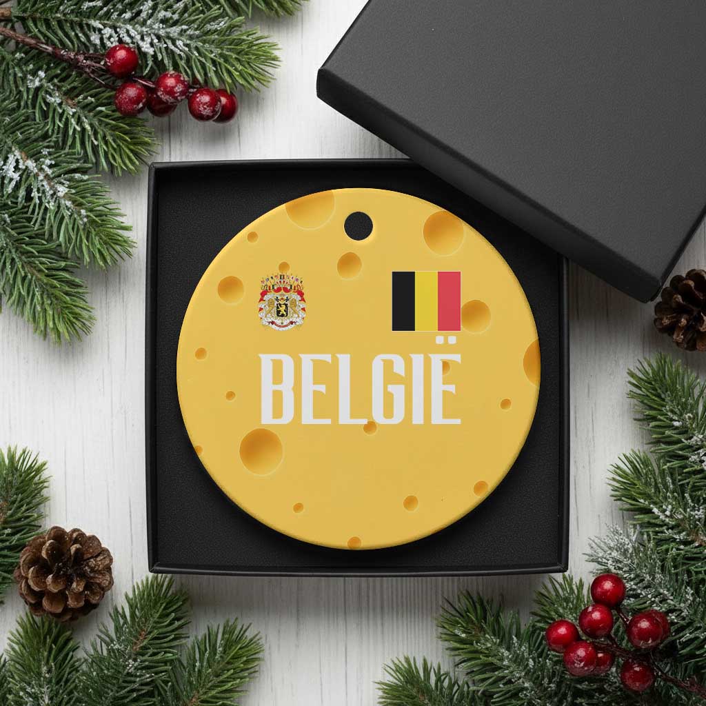 Royal Coat of Arms Belgie Crest Graphic Ceramic Ornament Traditional Belgium Belgian Flag and Lion Heritage Pride Gift