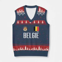 Royal Coat of Arms Belgie Crest Graphic V-Neck Knit Sweater Vest Traditional Belgium Belgian Flag and Lion Heritage Pride Gift