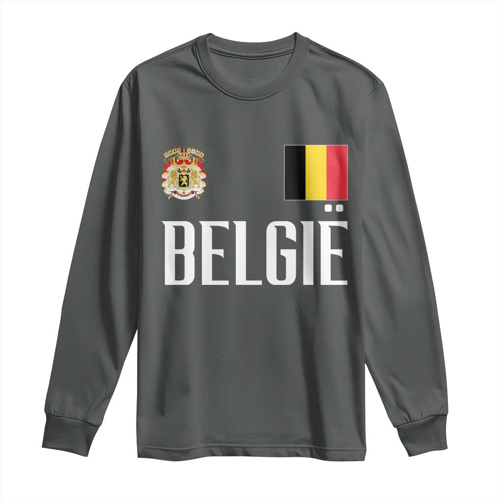 Royal Coat of Arms Belgie Crest Graphic Long Sleeve Shirt Traditional Belgium Belgian Flag and Lion Heritage Pride Gift