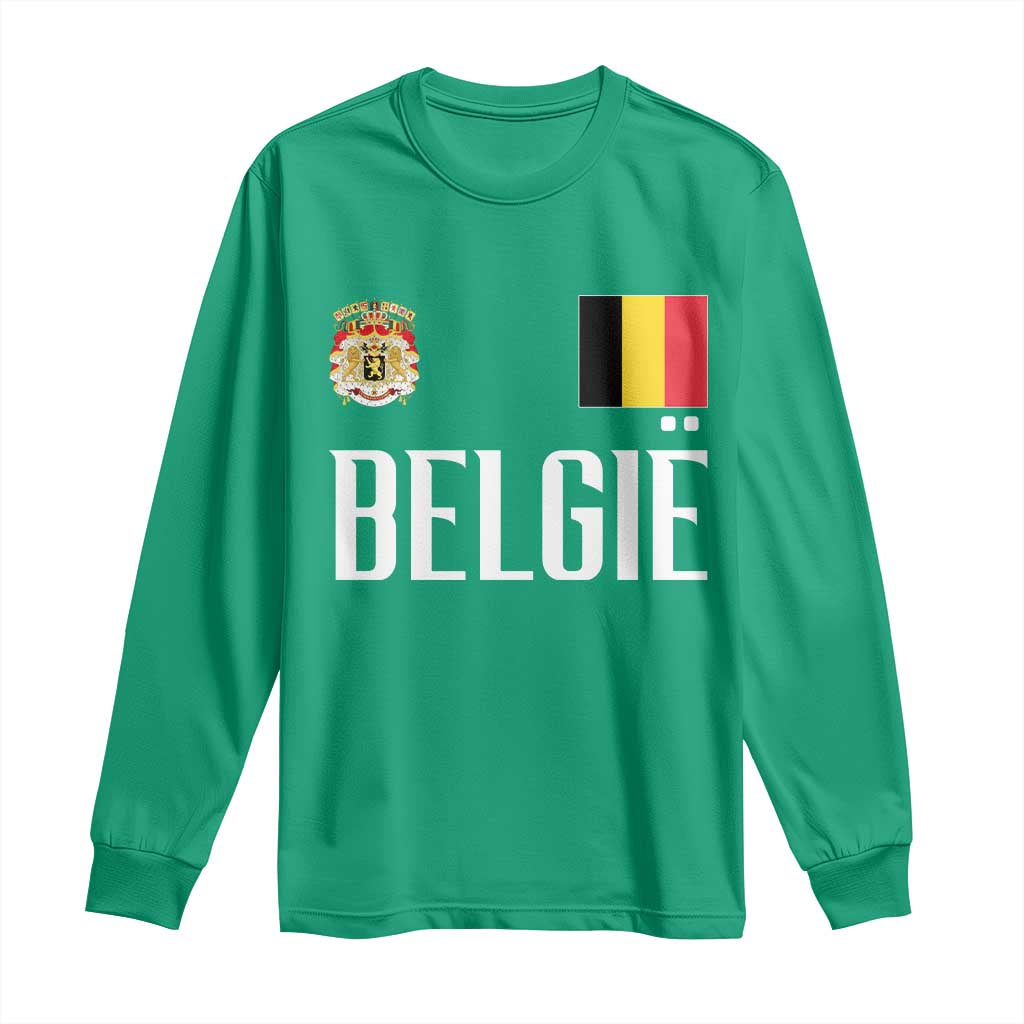 Royal Coat of Arms Belgie Crest Graphic Long Sleeve Shirt Traditional Belgium Belgian Flag and Lion Heritage Pride Gift