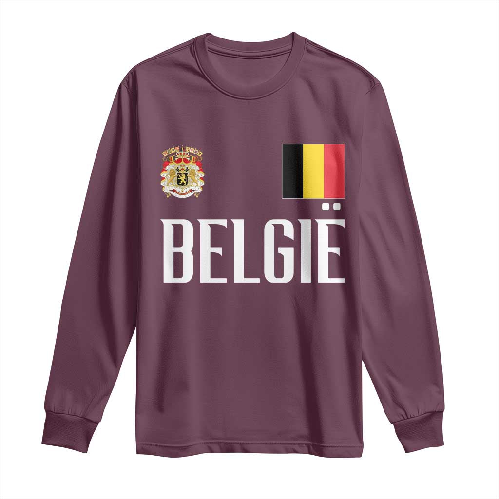 Royal Coat of Arms Belgie Crest Graphic Long Sleeve Shirt Traditional Belgium Belgian Flag and Lion Heritage Pride Gift
