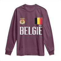 Royal Coat of Arms Belgie Crest Graphic Long Sleeve Shirt Traditional Belgium Belgian Flag and Lion Heritage Pride Gift