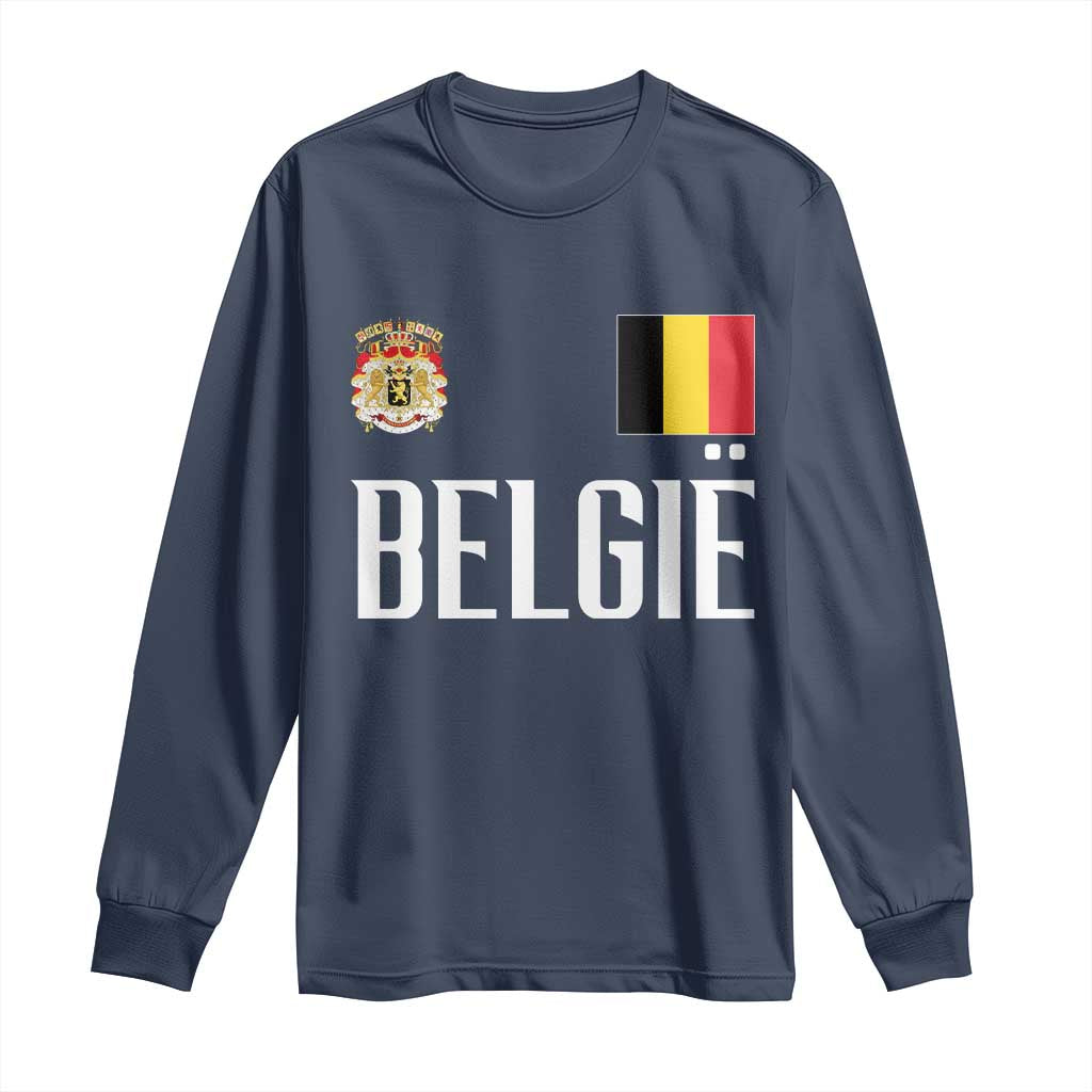Royal Coat of Arms Belgie Crest Graphic Long Sleeve Shirt Traditional Belgium Belgian Flag and Lion Heritage Pride Gift