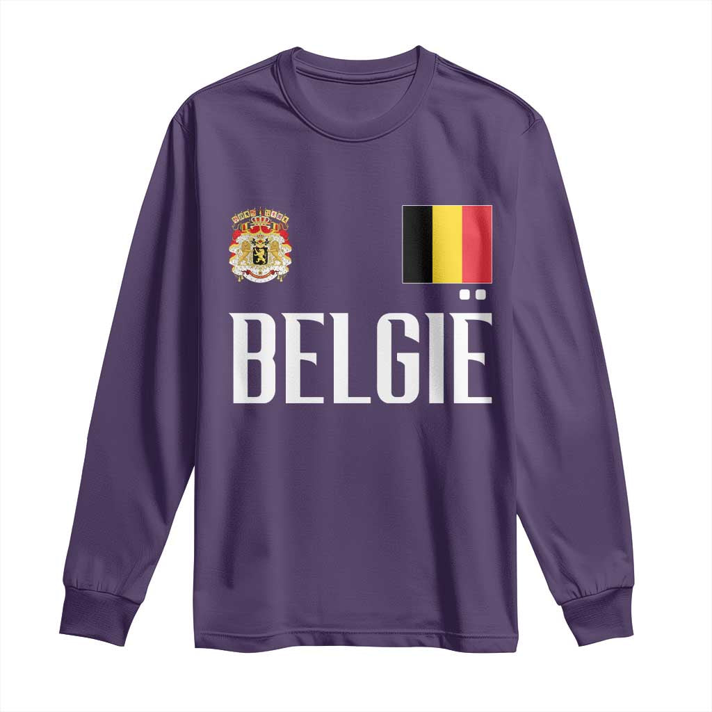 Royal Coat of Arms Belgie Crest Graphic Long Sleeve Shirt Traditional Belgium Belgian Flag and Lion Heritage Pride Gift