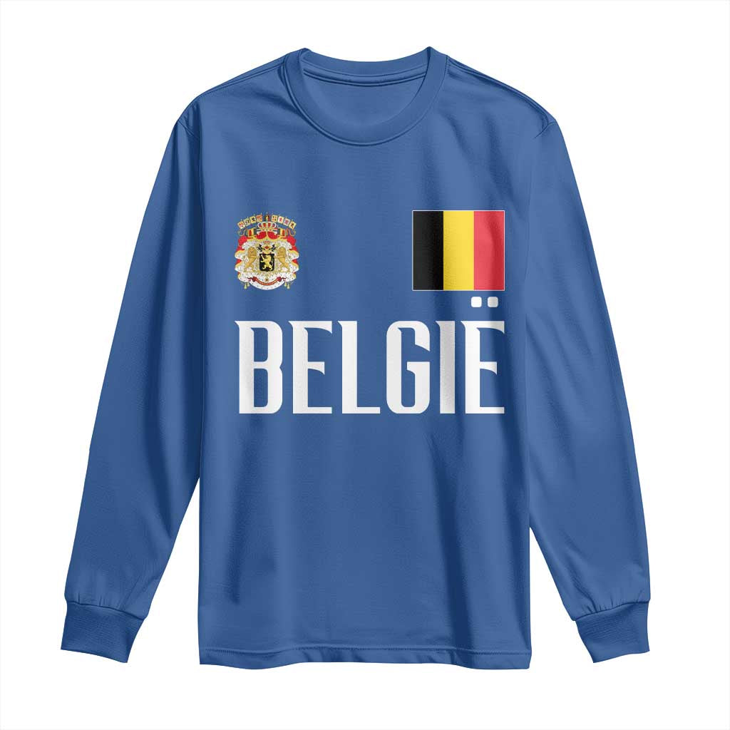 Royal Coat of Arms Belgie Crest Graphic Long Sleeve Shirt Traditional Belgium Belgian Flag and Lion Heritage Pride Gift