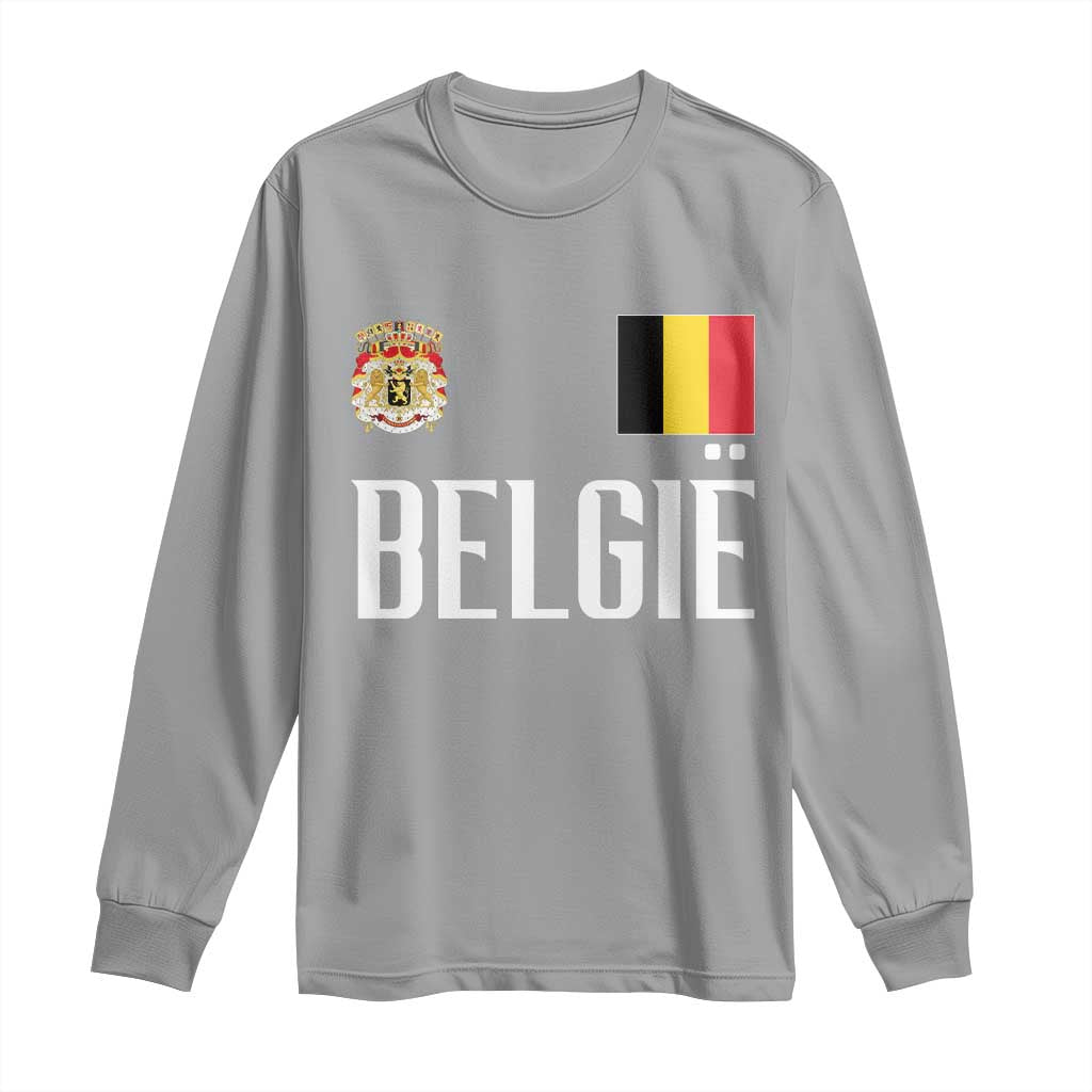 Royal Coat of Arms Belgie Crest Graphic Long Sleeve Shirt Traditional Belgium Belgian Flag and Lion Heritage Pride Gift