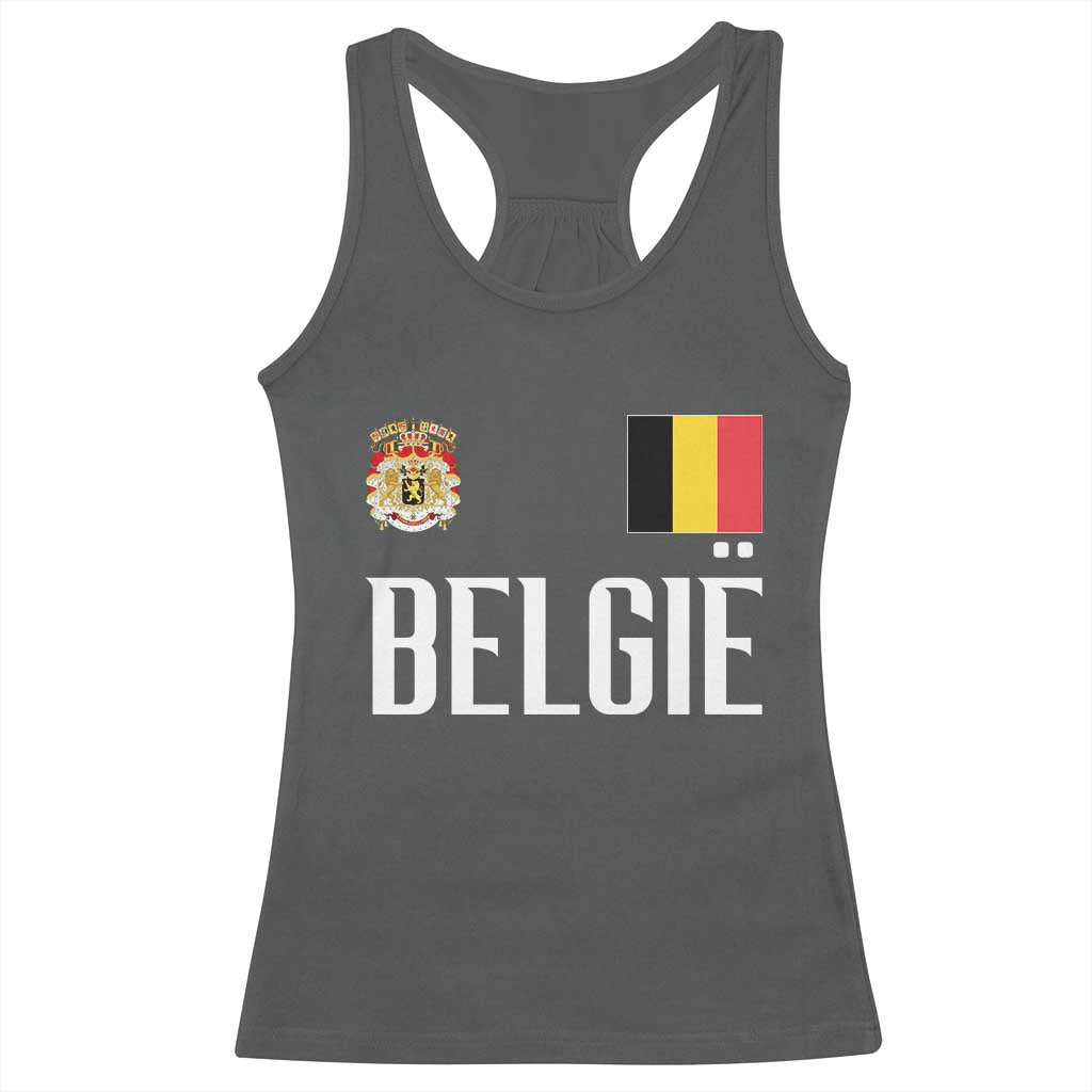 Royal Coat of Arms Belgie Crest Graphic Racerback Tank Top Traditional Belgium Belgian Flag and Lion Heritage Pride Gift