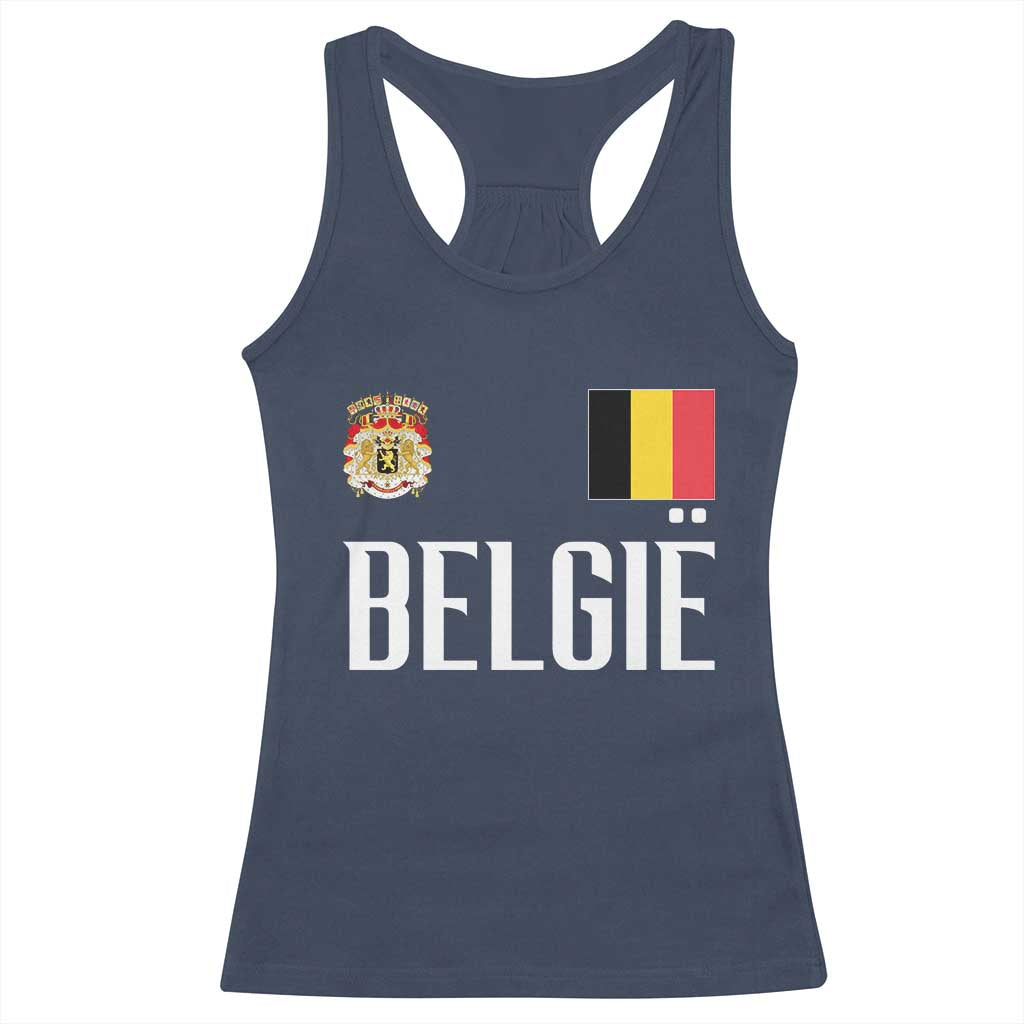 Royal Coat of Arms Belgie Crest Graphic Racerback Tank Top Traditional Belgium Belgian Flag and Lion Heritage Pride Gift