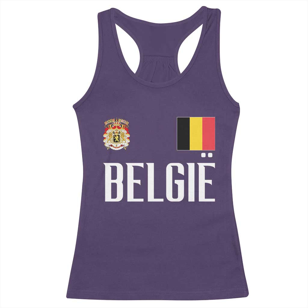 Royal Coat of Arms Belgie Crest Graphic Racerback Tank Top Traditional Belgium Belgian Flag and Lion Heritage Pride Gift