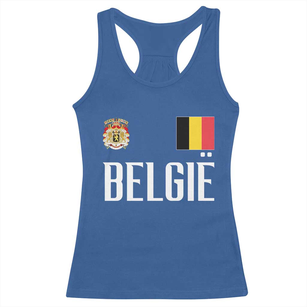 Royal Coat of Arms Belgie Crest Graphic Racerback Tank Top Traditional Belgium Belgian Flag and Lion Heritage Pride Gift