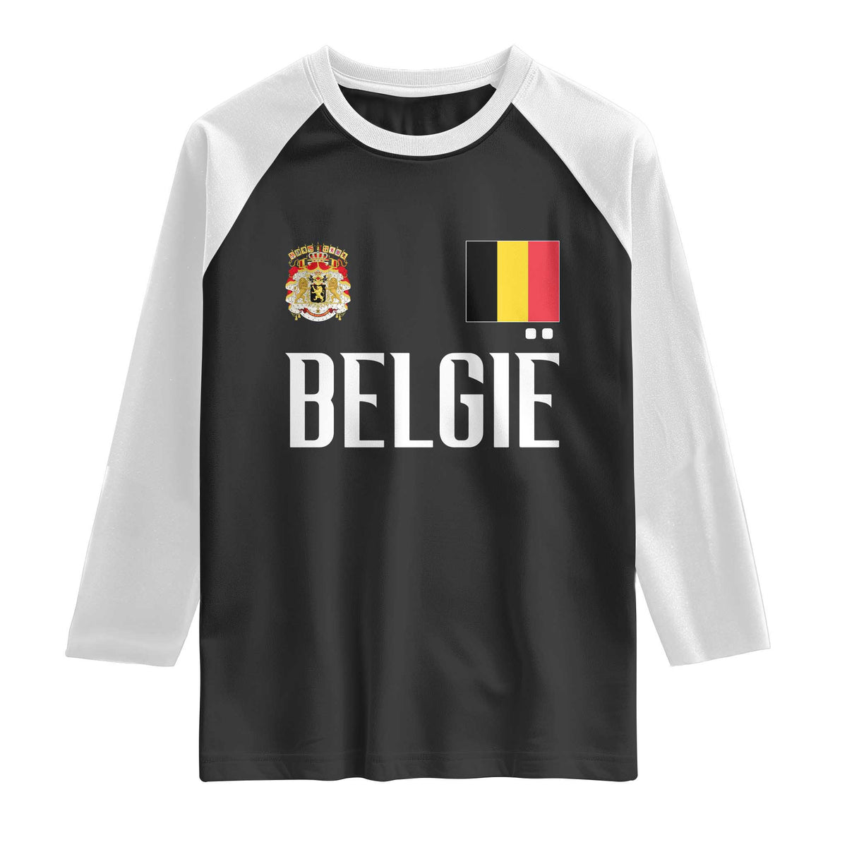 Royal Coat of Arms Belgie Crest Graphic Raglan Shirt Traditional Belgium Belgian Flag and Lion Heritage Pride Gift