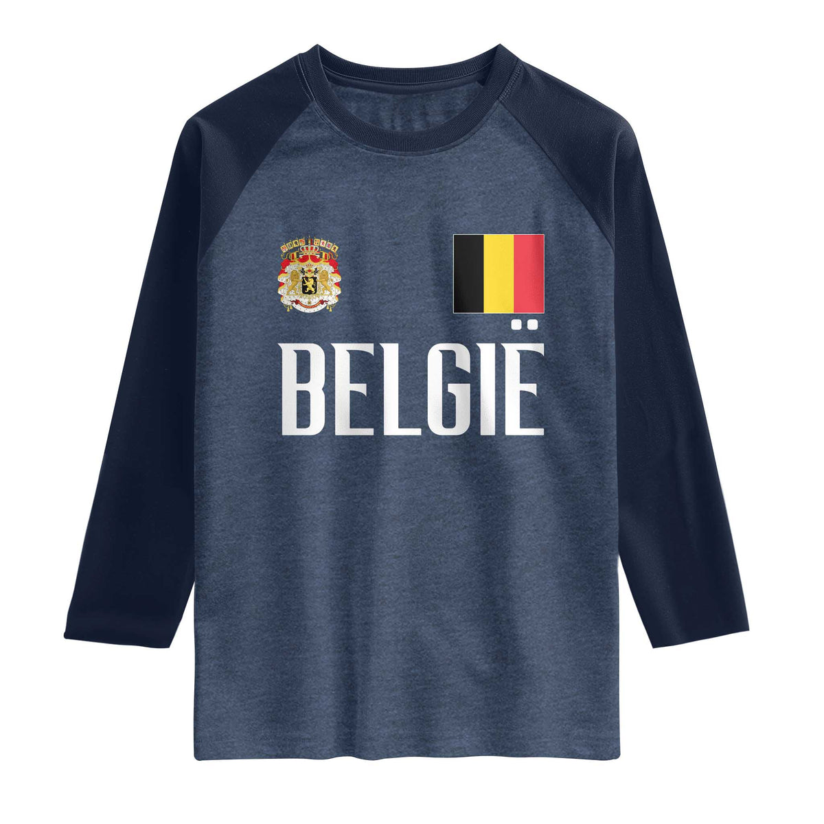 Royal Coat of Arms Belgie Crest Graphic Raglan Shirt Traditional Belgium Belgian Flag and Lion Heritage Pride Gift