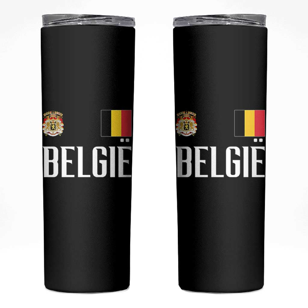 Royal Coat of Arms Belgie Crest Graphic Skinny Tumbler Traditional Belgium Belgian Flag and Lion Heritage Pride Gift