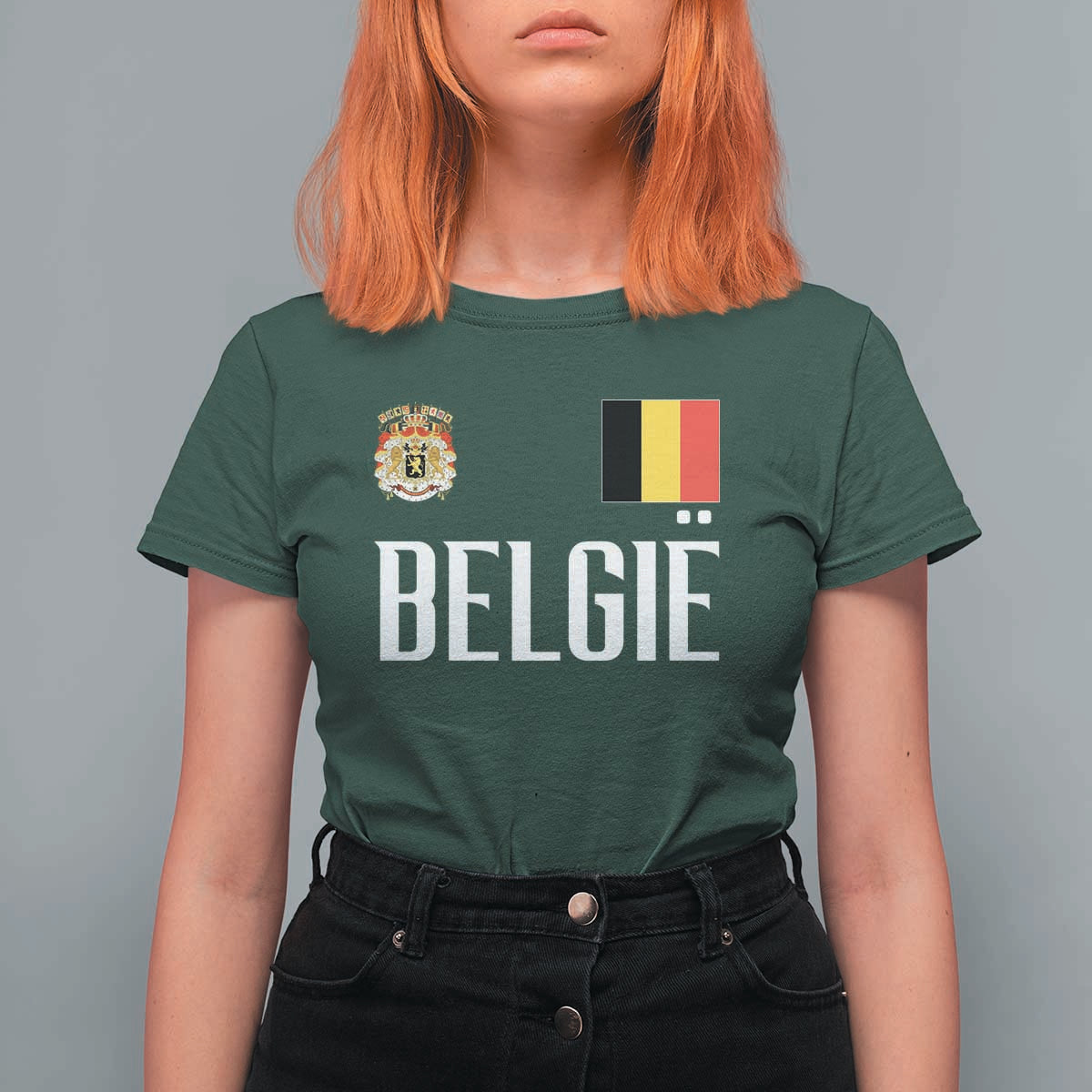 Royal Coat of Arms Belgie Crest Graphic T Shirt For Women Traditional Belgium Belgian Flag and Lion Heritage Pride Gift