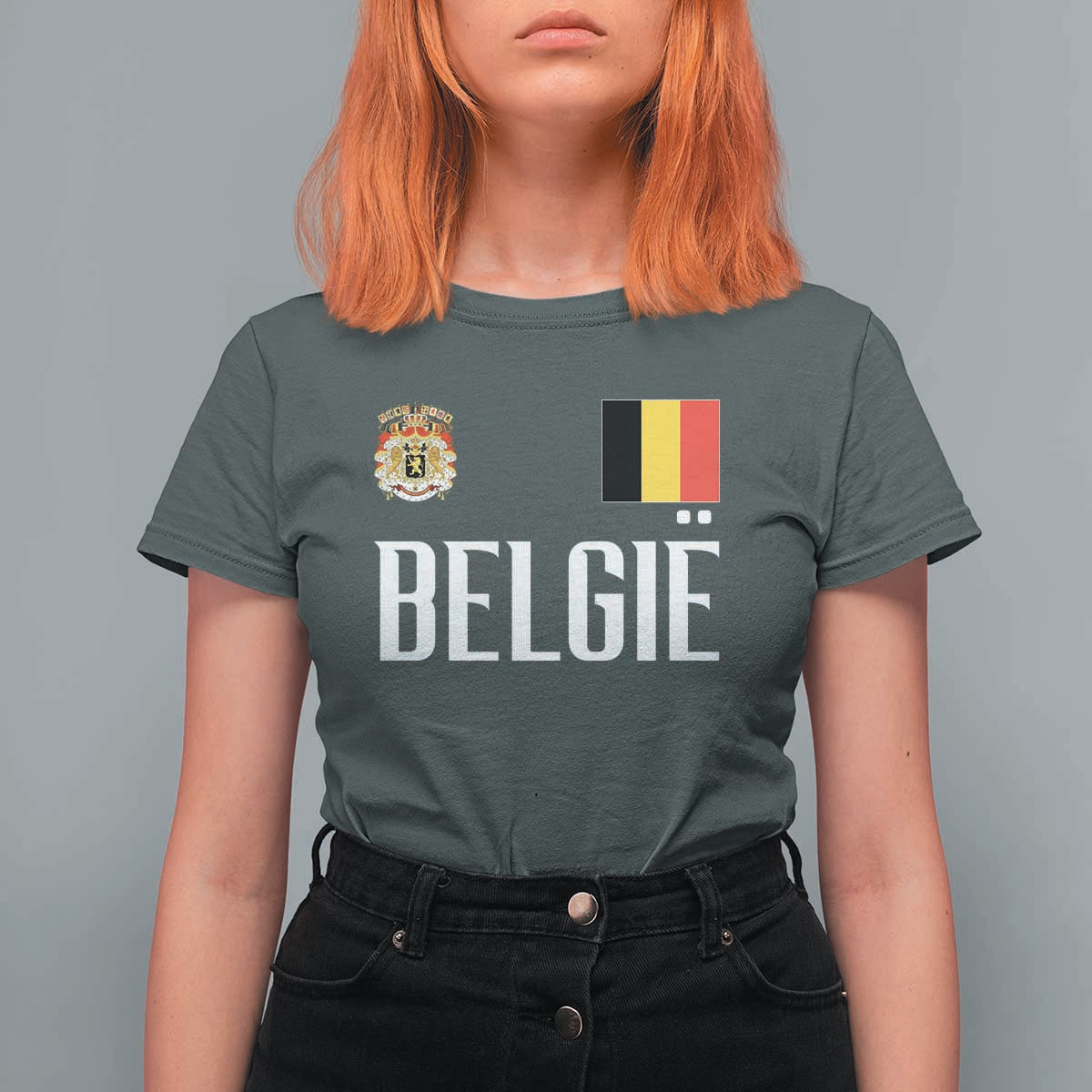 Royal Coat of Arms Belgie Crest Graphic T Shirt For Women Traditional Belgium Belgian Flag and Lion Heritage Pride Gift