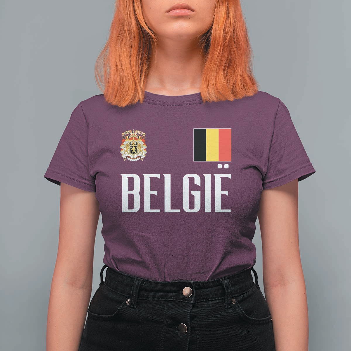 Royal Coat of Arms Belgie Crest Graphic T Shirt For Women Traditional Belgium Belgian Flag and Lion Heritage Pride Gift