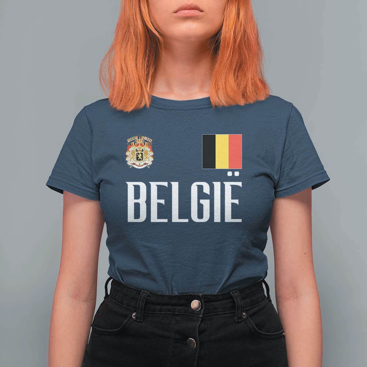 Royal Coat of Arms Belgie Crest Graphic T Shirt For Women Traditional Belgium Belgian Flag and Lion Heritage Pride Gift
