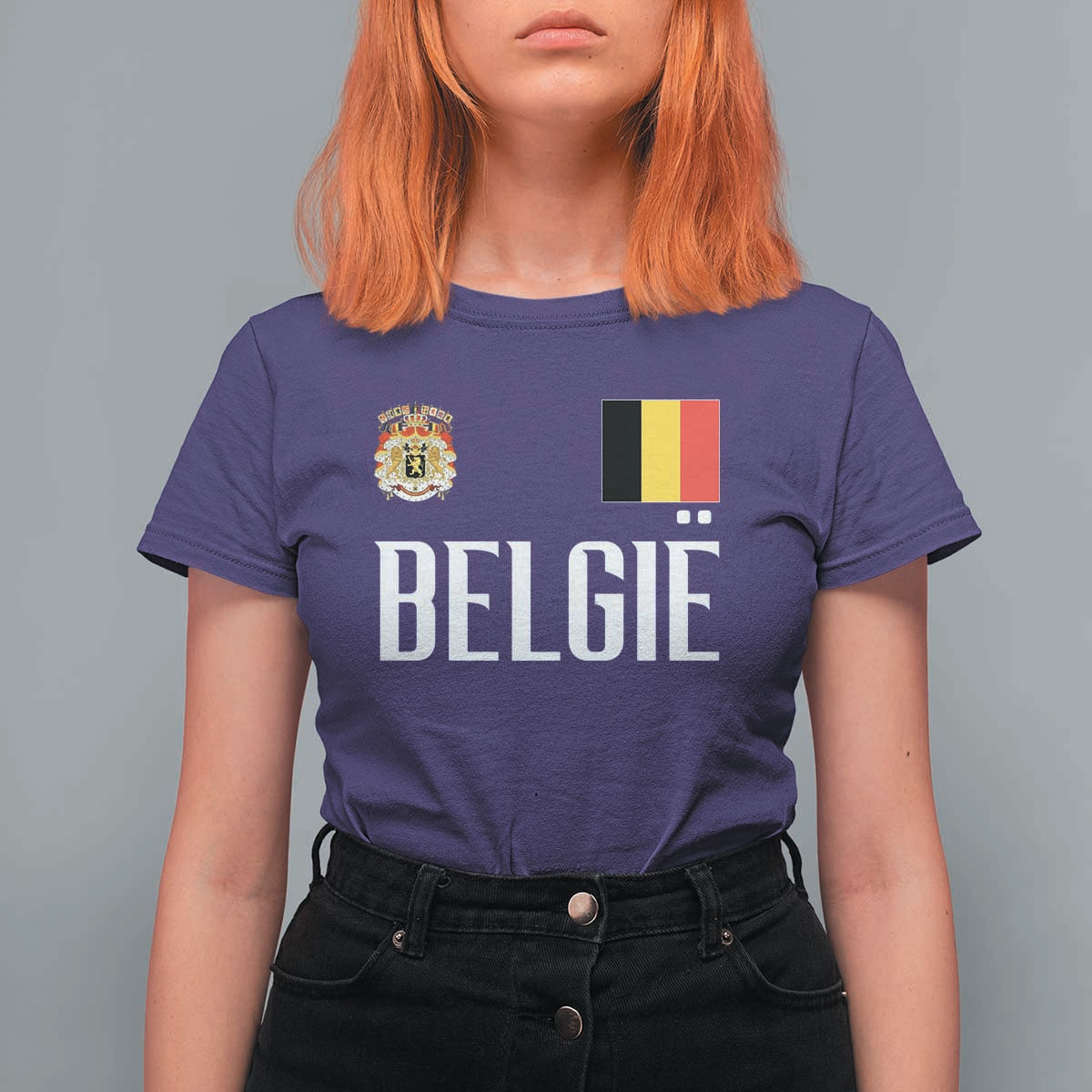 Royal Coat of Arms Belgie Crest Graphic T Shirt For Women Traditional Belgium Belgian Flag and Lion Heritage Pride Gift