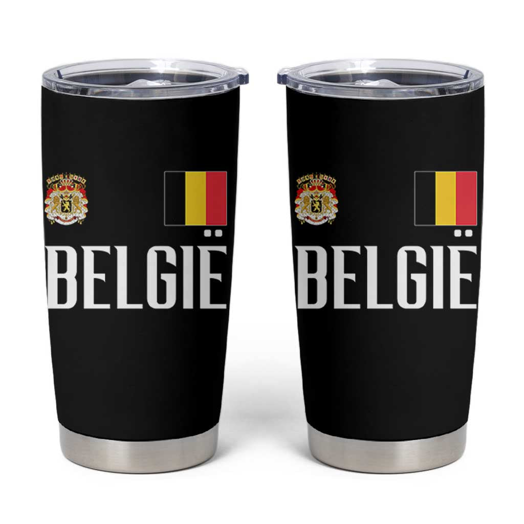 Royal Coat of Arms Belgie Crest Graphic Tumbler Cup Traditional Belgium Belgian Flag and Lion Heritage Pride Gift