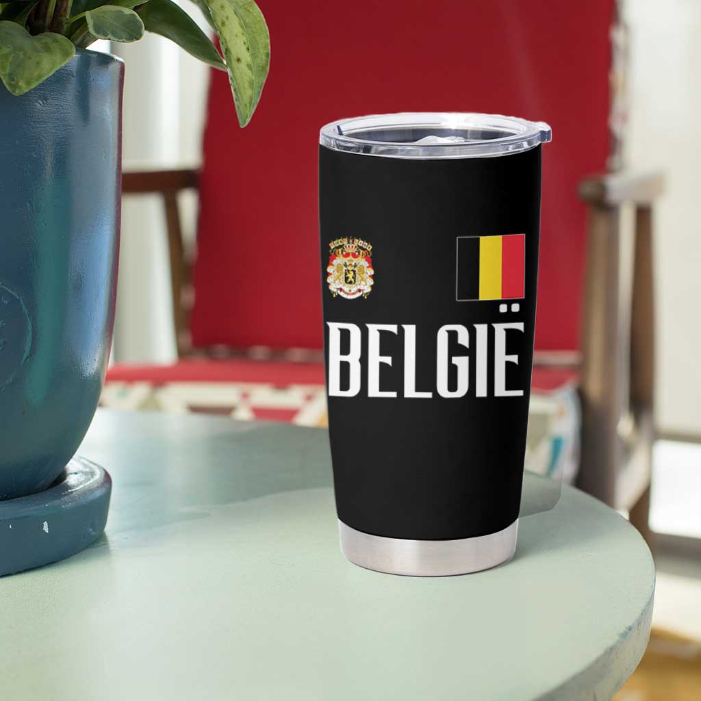 Royal Coat of Arms Belgie Crest Graphic Tumbler Cup Traditional Belgium Belgian Flag and Lion Heritage Pride Gift