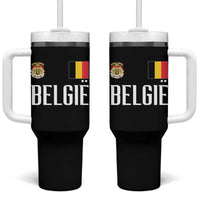 Royal Coat of Arms Belgie Crest Graphic Tumbler With Handle Traditional Belgium Belgian Flag and Lion Heritage Pride Gift