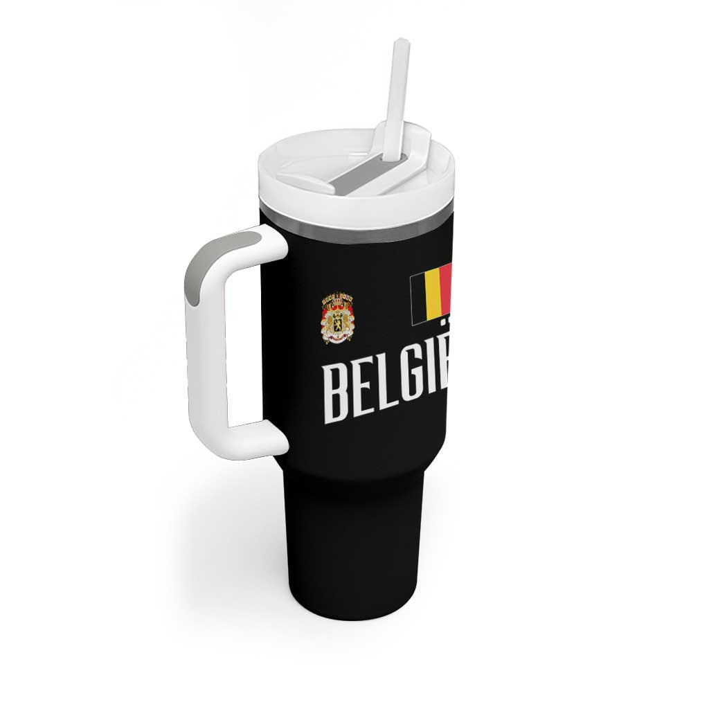 Royal Coat of Arms Belgie Crest Graphic Tumbler With Handle Traditional Belgium Belgian Flag and Lion Heritage Pride Gift