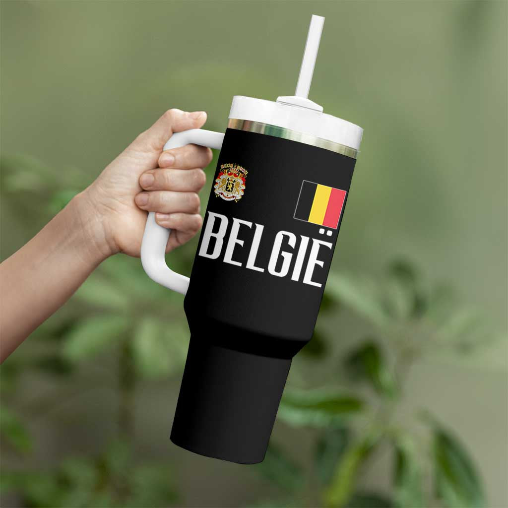 Royal Coat of Arms Belgie Crest Graphic Tumbler With Handle Traditional Belgium Belgian Flag and Lion Heritage Pride Gift