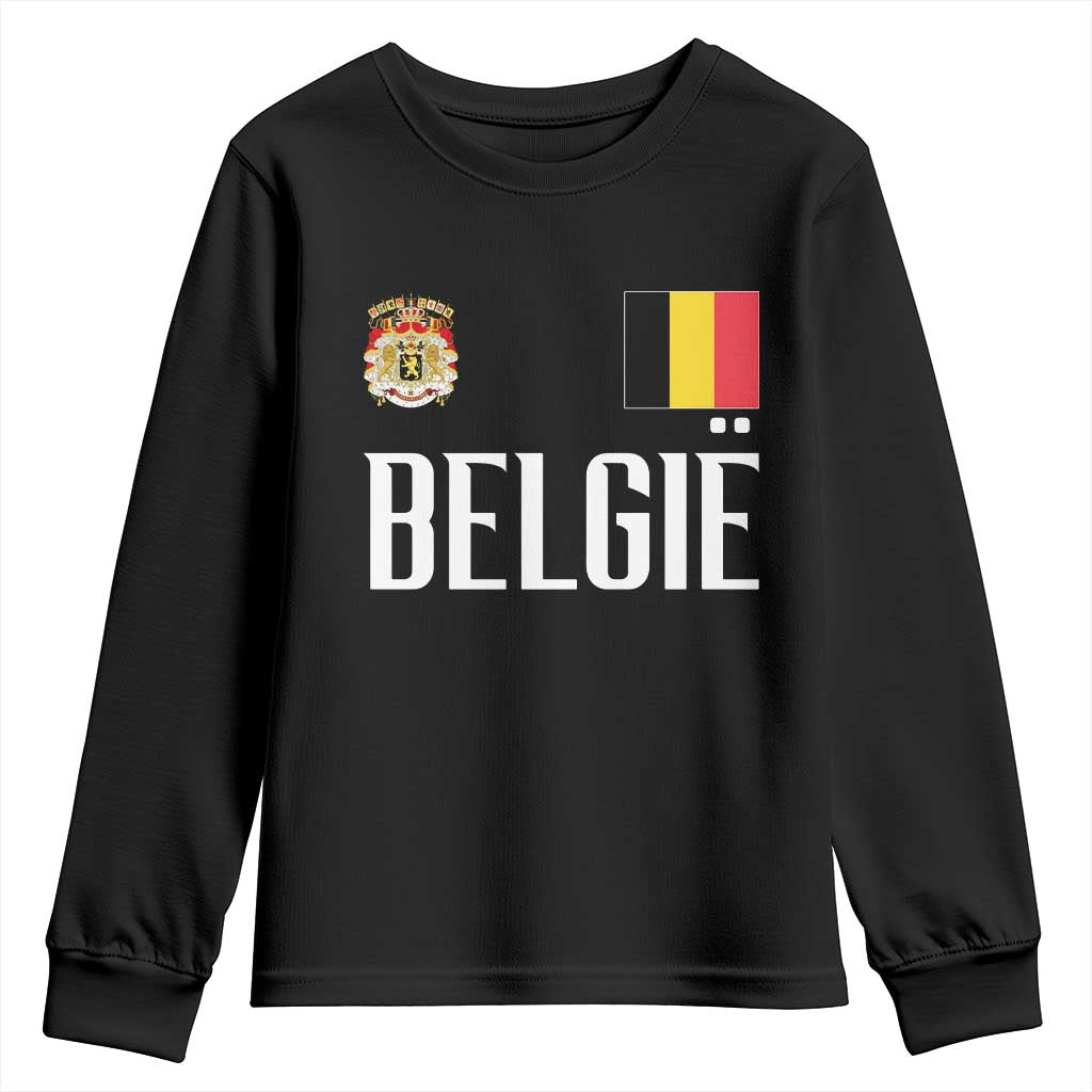 Royal Coat of Arms Belgie Crest Graphic Youth Sweatshirt Traditional Belgium Belgian Flag and Lion Heritage Pride Gift