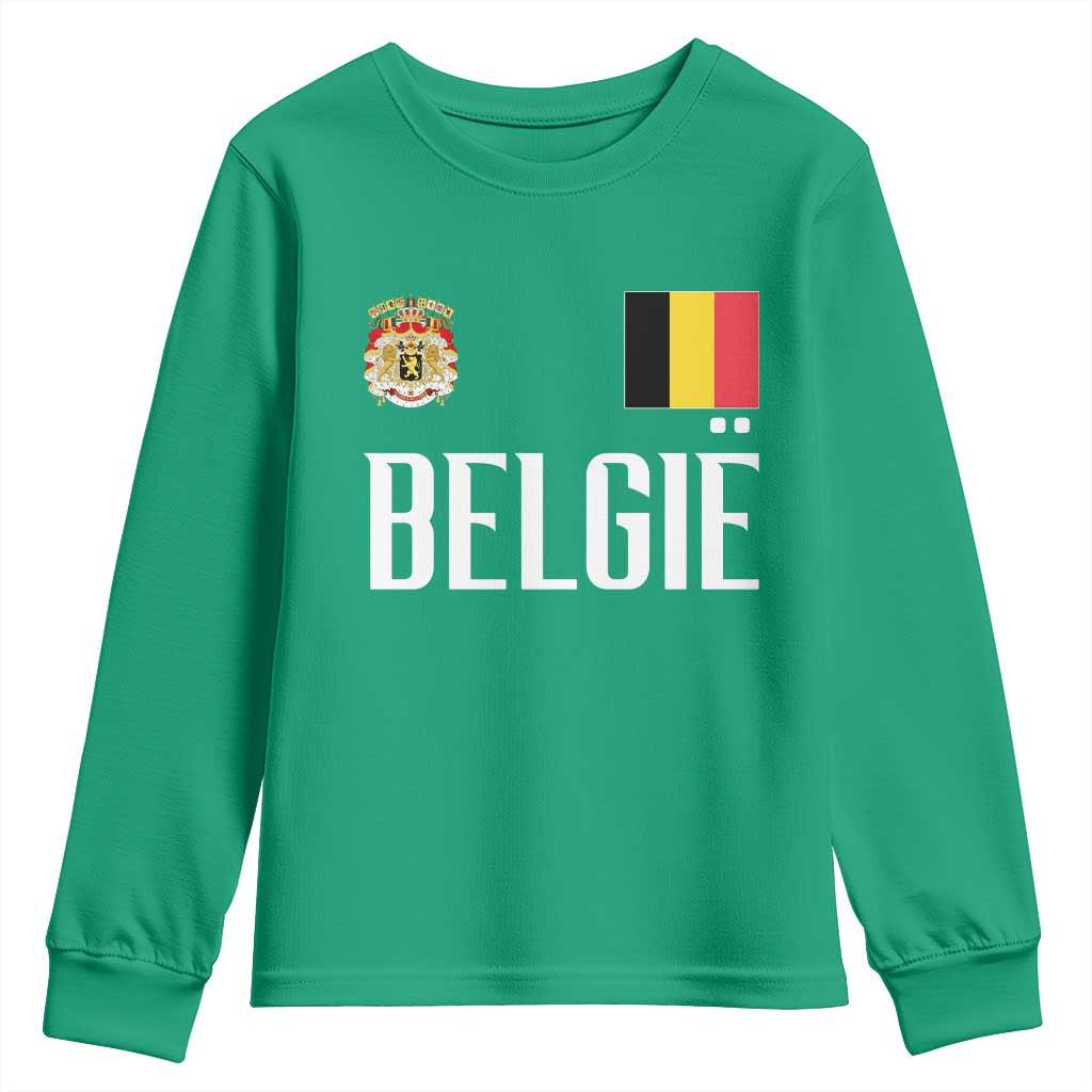 Royal Coat of Arms Belgie Crest Graphic Youth Sweatshirt Traditional Belgium Belgian Flag and Lion Heritage Pride Gift