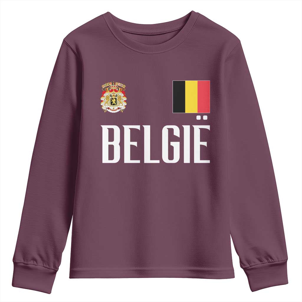 Royal Coat of Arms Belgie Crest Graphic Youth Sweatshirt Traditional Belgium Belgian Flag and Lion Heritage Pride Gift