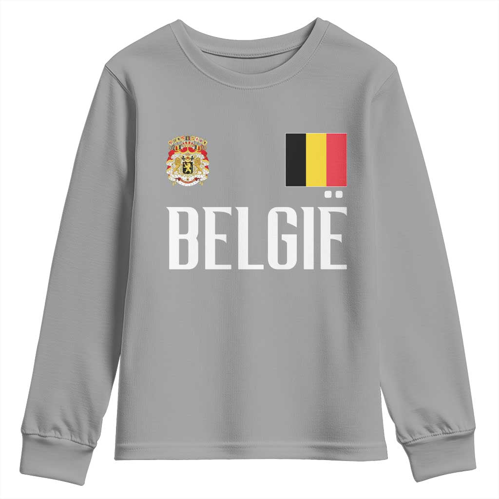 Royal Coat of Arms Belgie Crest Graphic Youth Sweatshirt Traditional Belgium Belgian Flag and Lion Heritage Pride Gift