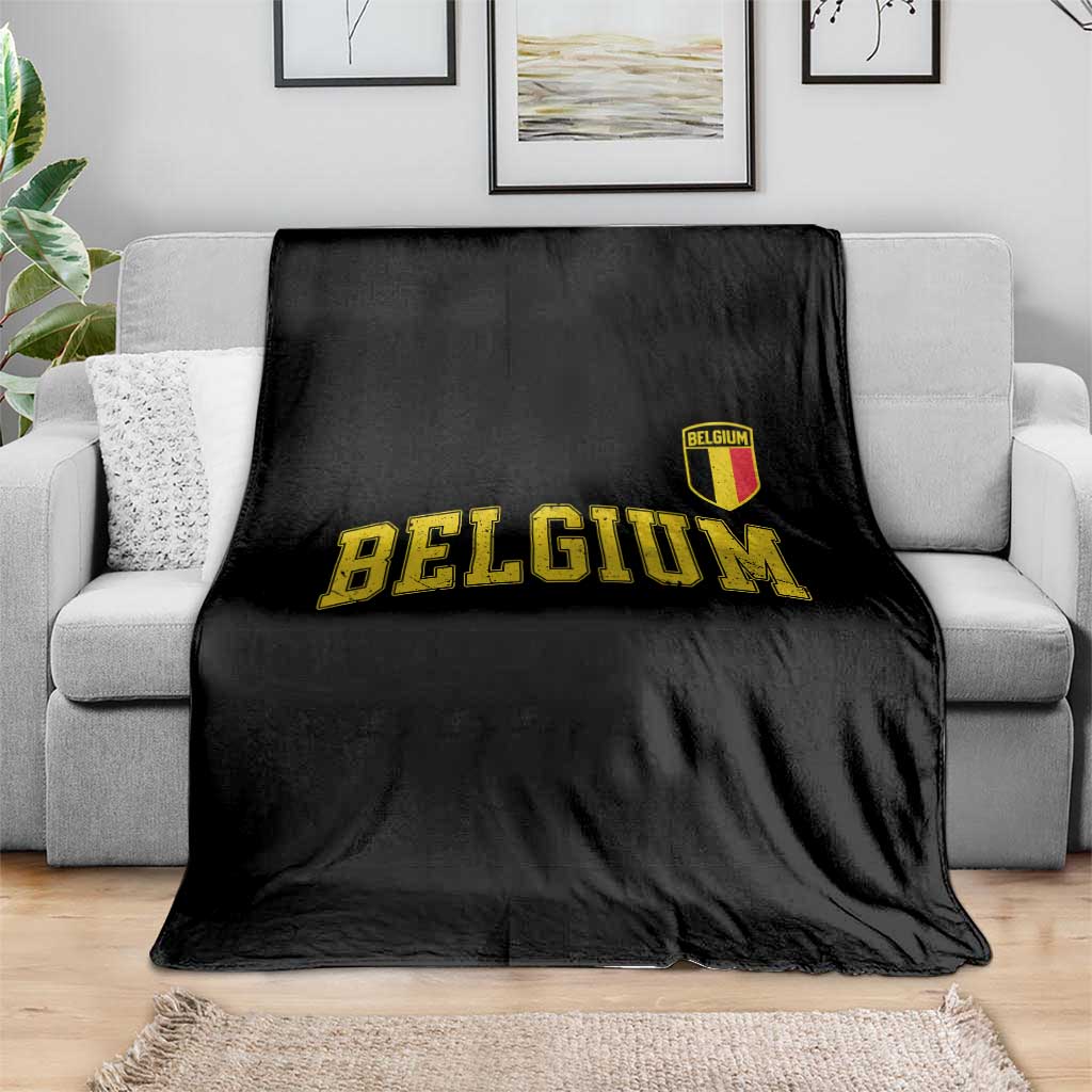 Vintage Belgium Varsity Style Distressed Graphic Throw Blanket Classic Collegiate Belgian Pride