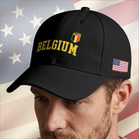 Vintage Belgium Varsity Style Distressed Graphic Baseball Cap Classic Collegiate Belgian Pride