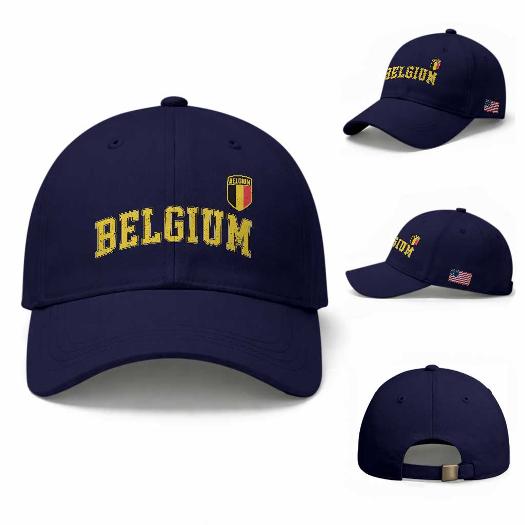 Vintage Belgium Varsity Style Distressed Graphic Baseball Cap Classic Collegiate Belgian Pride