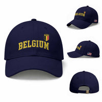 Vintage Belgium Varsity Style Distressed Graphic Baseball Cap Classic Collegiate Belgian Pride