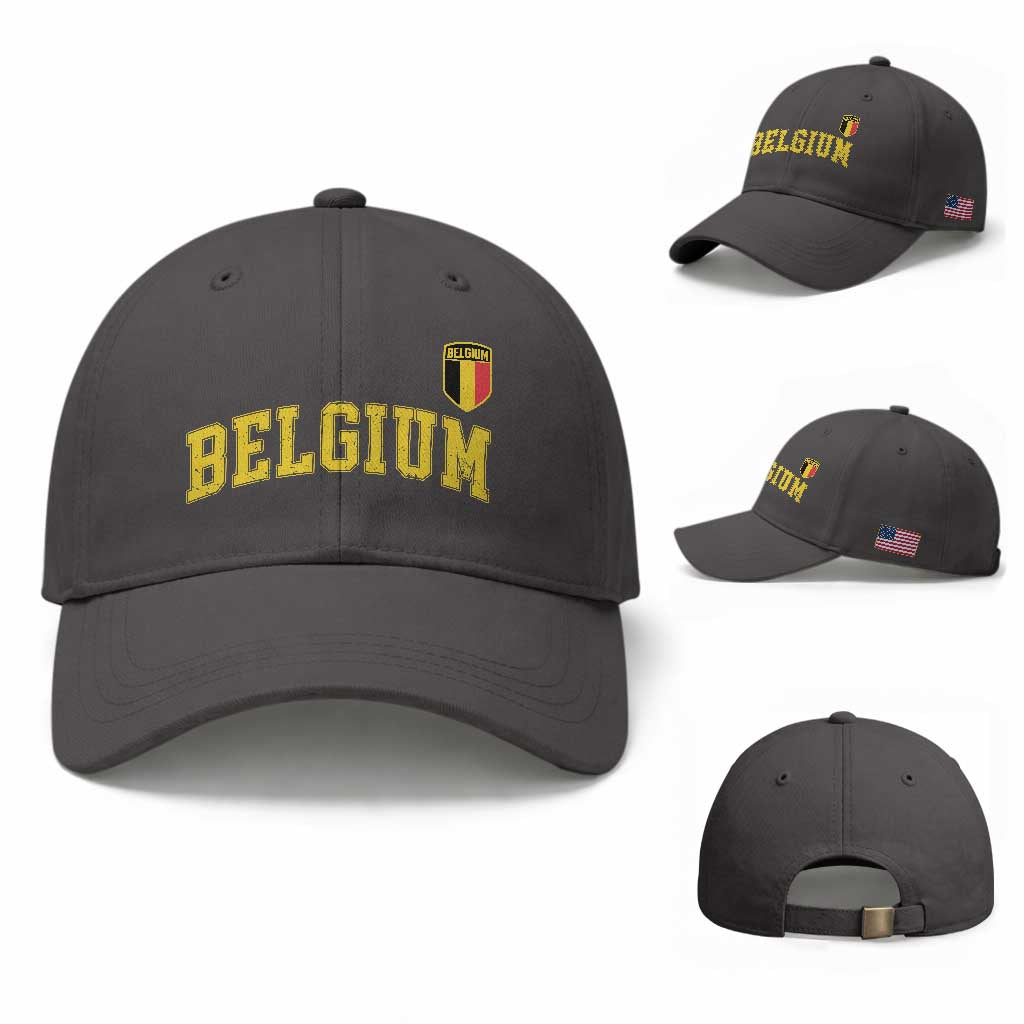 Vintage Belgium Varsity Style Distressed Graphic Baseball Cap Classic Collegiate Belgian Pride