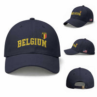 Vintage Belgium Varsity Style Distressed Graphic Baseball Cap Classic Collegiate Belgian Pride