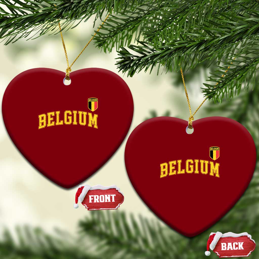 Vintage Belgium Varsity Style Distressed Graphic Ceramic Ornament Classic Collegiate Belgian Pride
