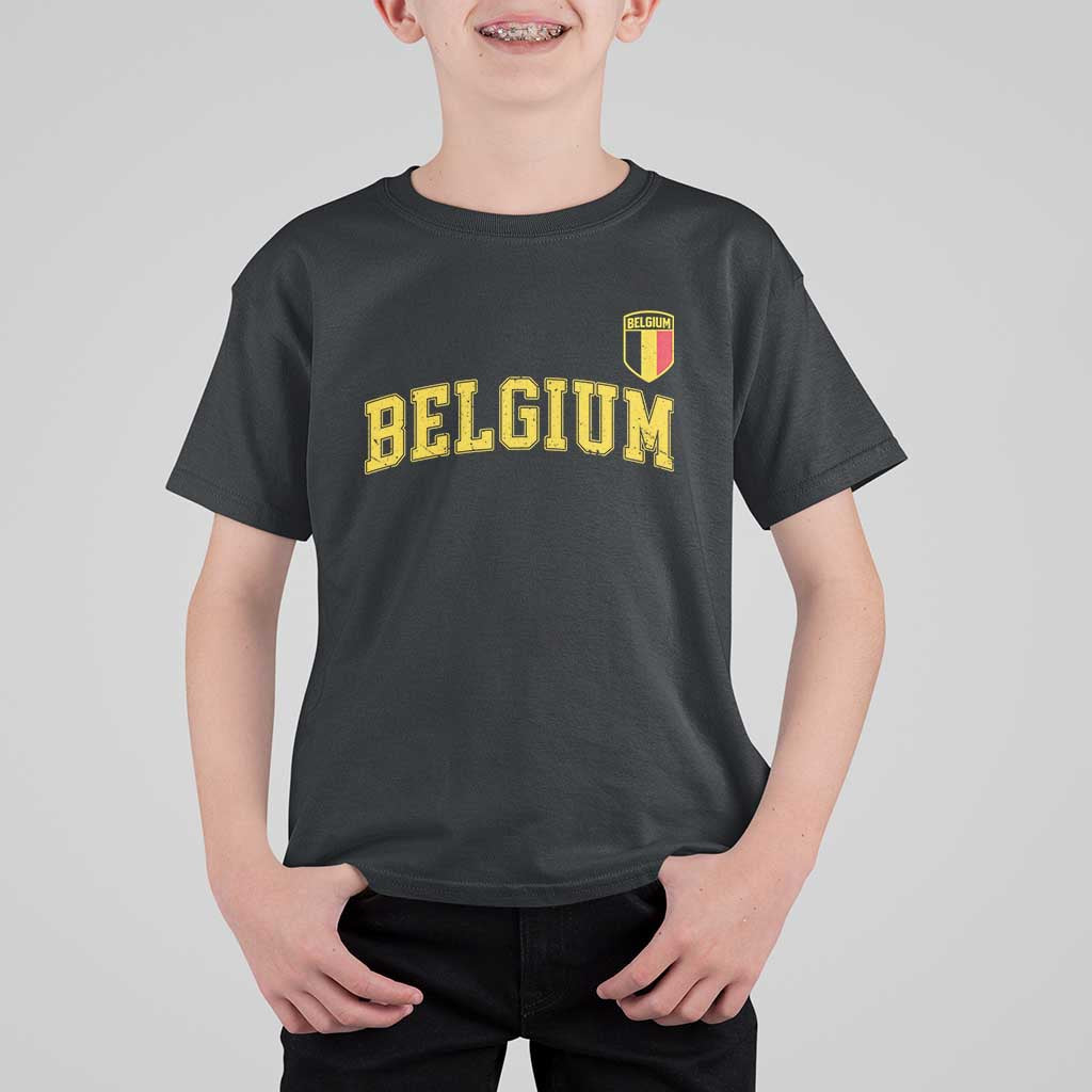 BelgiumVintage Belgium Varsity Style Distressed Graphic T Shirt For Kid Classic Collegiate Belgian Pride