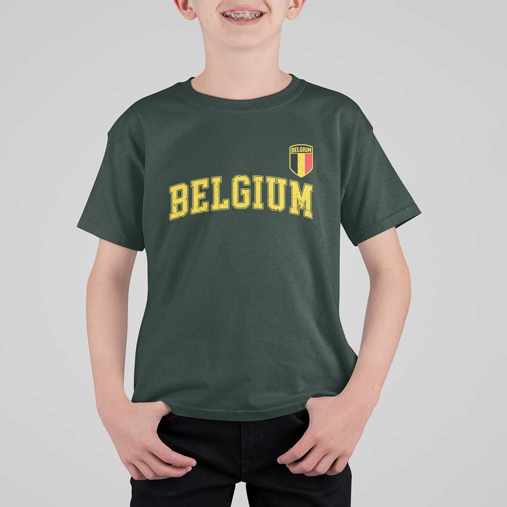 BelgiumVintage Belgium Varsity Style Distressed Graphic T Shirt For Kid Classic Collegiate Belgian Pride