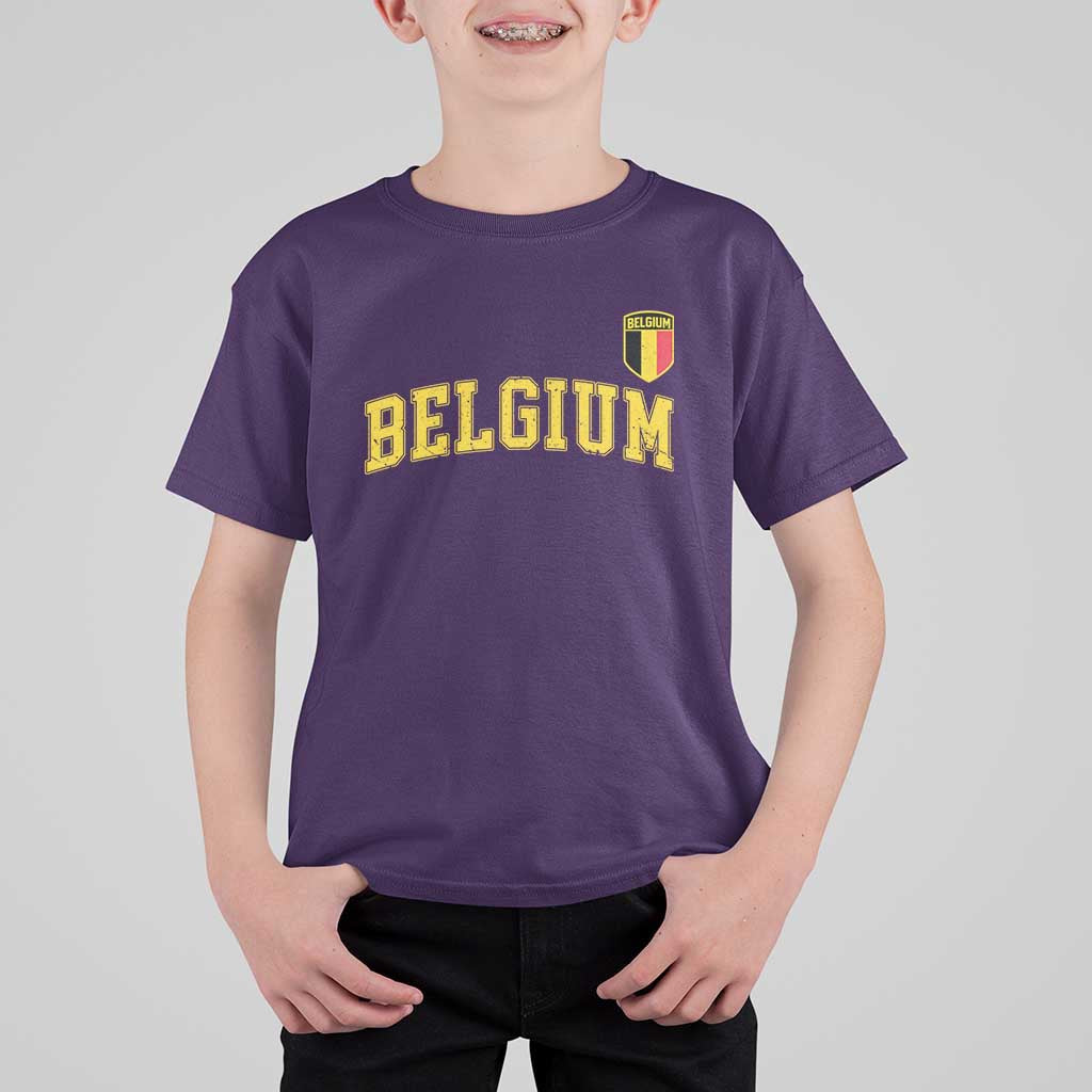 BelgiumVintage Belgium Varsity Style Distressed Graphic T Shirt For Kid Classic Collegiate Belgian Pride