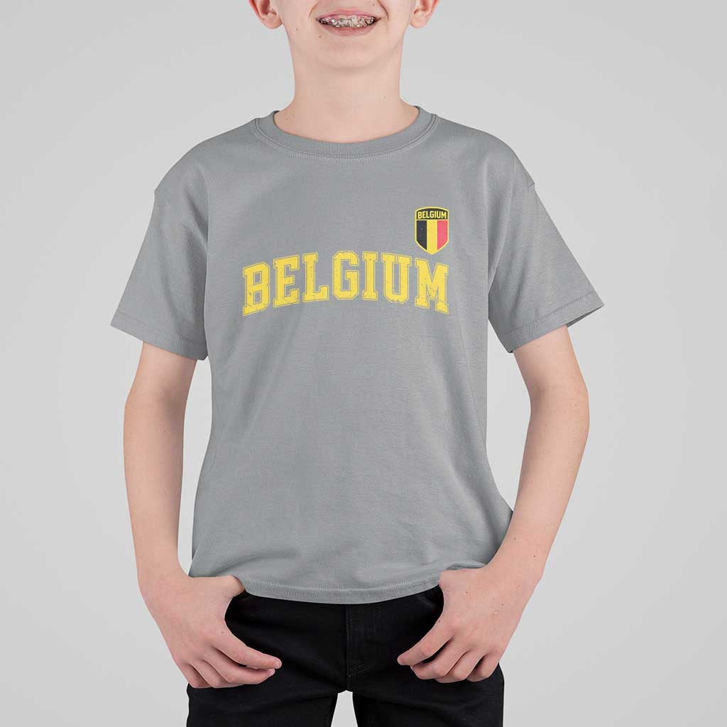 BelgiumVintage Belgium Varsity Style Distressed Graphic T Shirt For Kid Classic Collegiate Belgian Pride