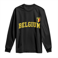 BelgiumVintage Belgium Varsity Style Distressed Graphic Long Sleeve Shirt Classic Collegiate Belgian Pride