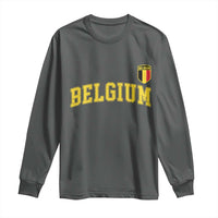 BelgiumVintage Belgium Varsity Style Distressed Graphic Long Sleeve Shirt Classic Collegiate Belgian Pride