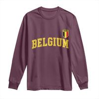 BelgiumVintage Belgium Varsity Style Distressed Graphic Long Sleeve Shirt Classic Collegiate Belgian Pride