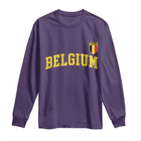 BelgiumVintage Belgium Varsity Style Distressed Graphic Long Sleeve Shirt Classic Collegiate Belgian Pride