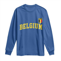 BelgiumVintage Belgium Varsity Style Distressed Graphic Long Sleeve Shirt Classic Collegiate Belgian Pride